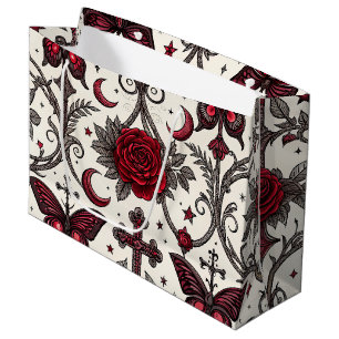 Sacola Para Presentes Grande Padrão Floral de Borboleta Gótica (1)