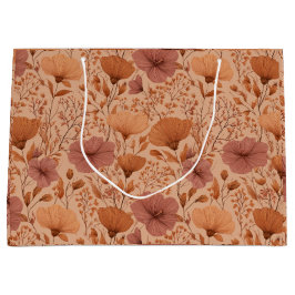 Sacola Para Presentes Grande Padrão Floral de Flor Silvestre de Terracota Boêmi