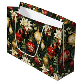 Sacola Para Presentes Grande Padrão Floral de Natal Vintage Fantasia