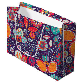 Sacola Para Presentes Grande Padrão Floral de Natureza da Ilustração Batik Colo