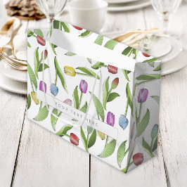Sacola Para Presentes Grande Padrão Floral de Tulipa Colorido Moderno Personali