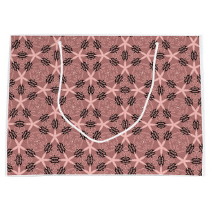 Sacola Para Presentes Grande Padrão Floral e Estrelado Elegante em Tom Esmagado