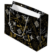 Padrão floral intrincado com dourado e branco 