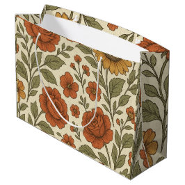 Sacola Para Presentes Grande Padrão Floral Outono Vintage – Botânica Rústica