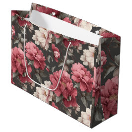 Sacola Para Presentes Grande Padrão Floral Romântico Poeíra Rosa Cinza