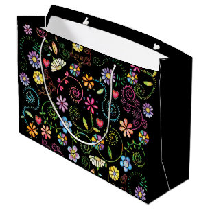Sacola Para Presentes Grande Padrão floral sem soldadura corante de alça desenh