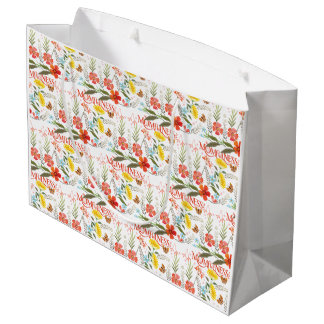 Sacola Para Presentes Grande Padrão Floral Terroso de Mãe Flor Silvestre
