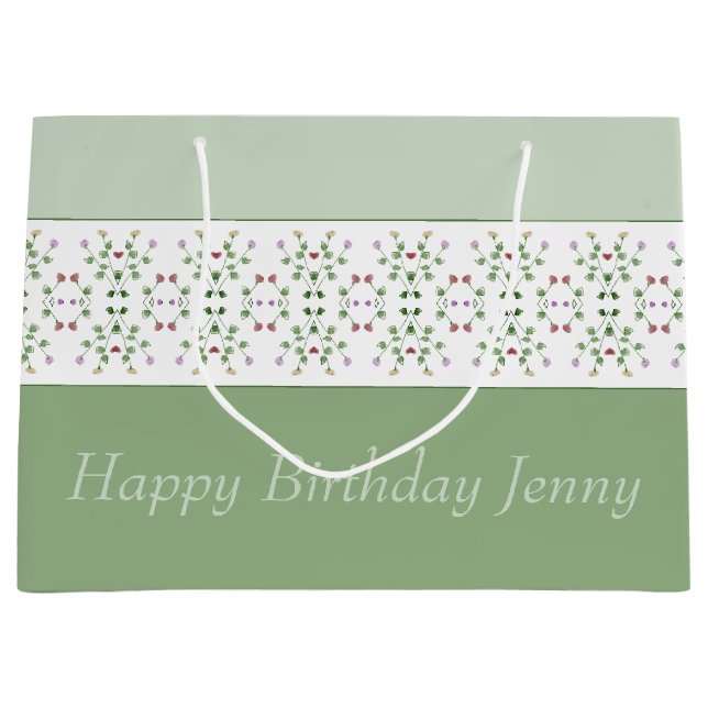 Sacola Para Presentes Grande Padrão Floral Trimado (Frente)