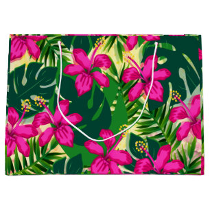 Sacola Para Presentes Grande Padrão Floral Tropical Havaiana
