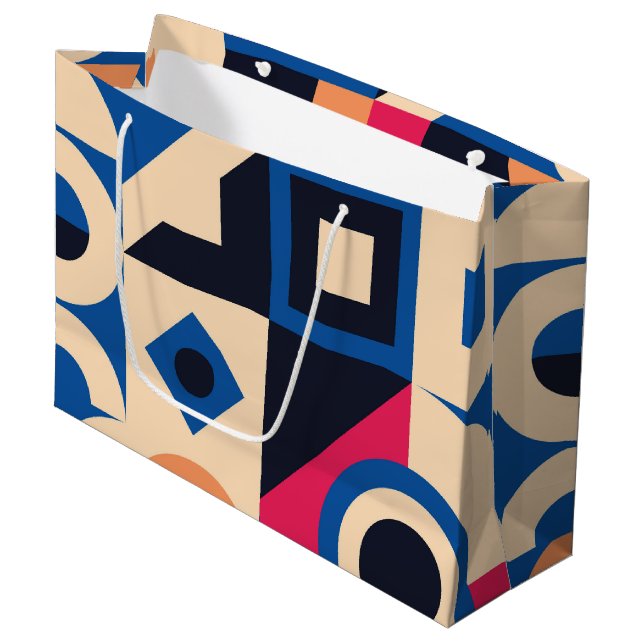 Sacola Para Presentes Grande padrão geométrico de círculo colorido (Frente inclinada)