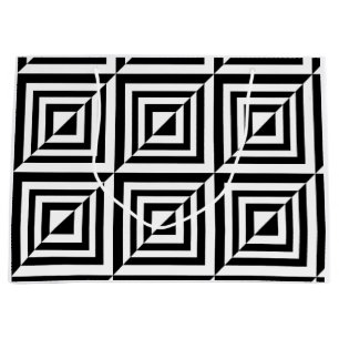 Sacola Para Presentes Grande Padrão geométrico preto e branco