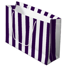 Sacola Para Presentes Grande Padrão Listrado Elegante Roxo Escuro e Branco