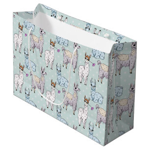 Sacola Para Presentes Grande Padrão Llama bonito no Bolinhas