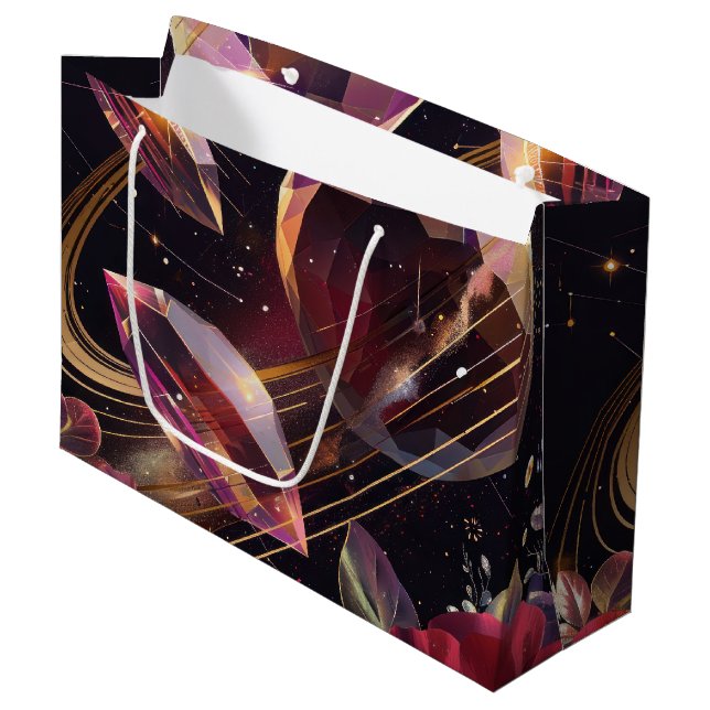 Sacola Para Presentes Grande Padrão Místico Celestial Boho Ametista (Frente inclinada)