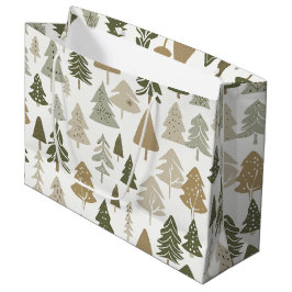 Sacola Para Presentes Grande Padrão Moderno das Árvores de Natal