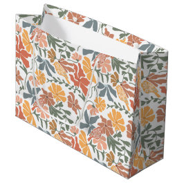 Sacola Para Presentes Grande Padrão moderno de Meio século Floral e Aves