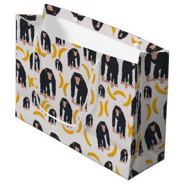 Sacola Para Presentes Grande Padrão Monkey Chimpanzee & Banana