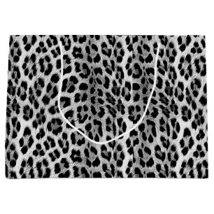 Sacola Para Presentes Grande Padrão monocromático preto e branco, leopardo