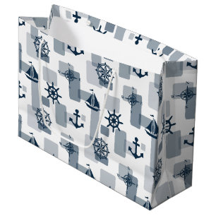 Sacola Para Presentes Grande Padrão náutico