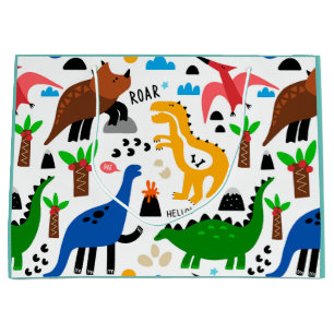 Sacola Para Presentes Grande Padrão perfeito dos dinossauros 