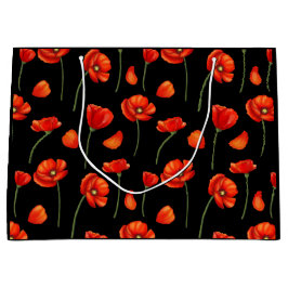 Sacola Para Presentes Grande padrão preto de papoila