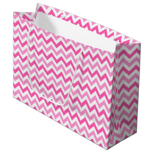 Sacola Para Presentes Grande Padrão Rosa Chevron de Conscientização do Câncer d