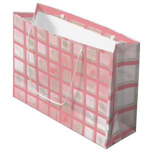 Sacola Para Presentes Grande Padrão rosa quadrado