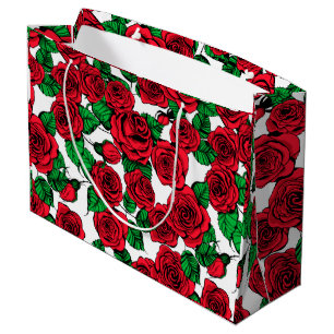 Sacola Para Presentes Grande padrão Rosa vermelha