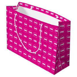 Sacola Para Presentes Grande Padrão Simples de Logotipo Corporativo Rosa Branco