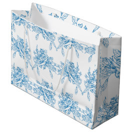 Sacola Para Presentes Grande Padrão Toile Francês Azul