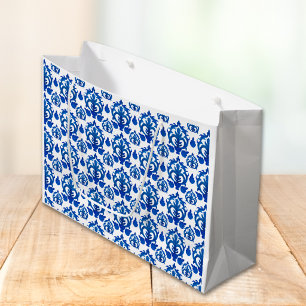 Sacola Para Presentes Grande Padrão Toile Francês Azul