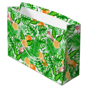Sacola Para Presentes Grande Padrão tropical, beija-flores II