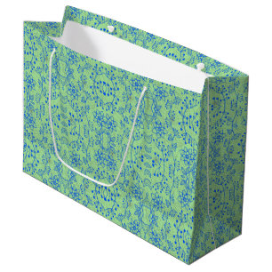 Sacola Para Presentes Grande Padrão vegetal A08.b boho. verde BG