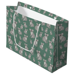 Sacola Para Presentes Grande Padrão Verde Cute Koala Eucalyptus