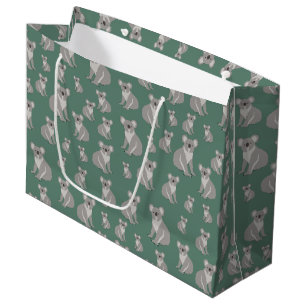 Sacola Para Presentes Grande Padrão Verde Cute Koala Eucalyptus