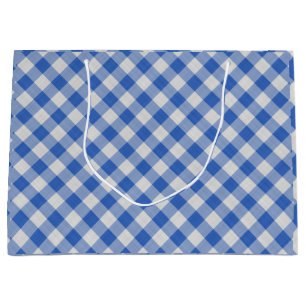 Sacola Para Presentes Grande Padrão Verificado da Xadrez de Cornflower Blue Gi
