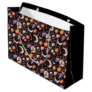 Sacola Para Presentes Grande Padrão Whimsical Halloween Night Sky