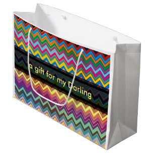 Sacola Para Presentes Grande Padrão ZIGZAG - colorido + suas ideias