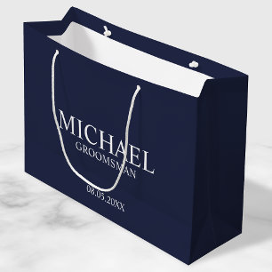 Sacola Para Presentes Grande Padrinho de casamento Personalizado Azul e Branco