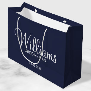 Sacola Para Presentes Grande Padrinho de casamento Personalizado Azul Marinho M