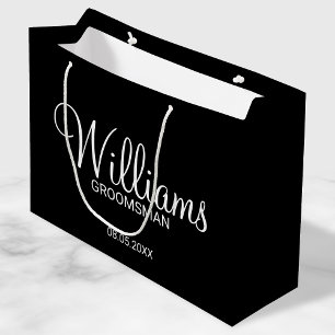 Sacola Para Presentes Grande Padrinho de casamento Personalizado Branco e Preto