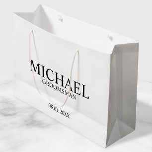 Sacola Para Presentes Grande Padrinho de casamento Personalizado Branco e Preto