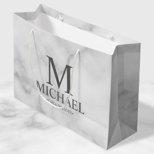 Sacola Para Presentes Grande Padrinho de casamento Personalizado do Mármore Bra
