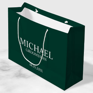 Sacola Para Presentes Grande Padrinho de casamento Personalizado Verde Moderno