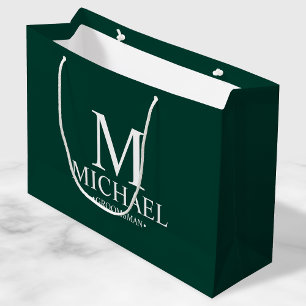 Sacola Para Presentes Grande Padrinho de casamento Personalizado Verde Moderno
