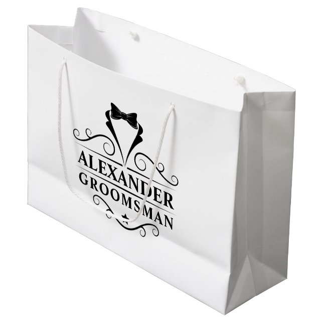 Sacola Para Presentes Grande Padrinho de casamento Preto (Frente inclinada)