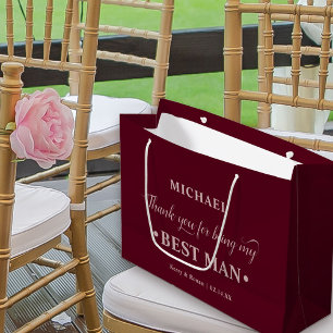 Sacola Para Presentes Grande Padrinho Personalizado Obrigado em Burgundy