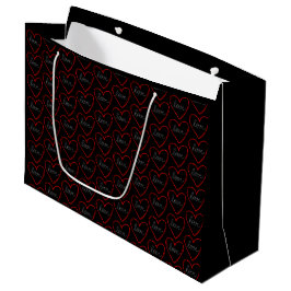 Sacola Para Presentes Grande Padrões cardíacos de amor em preto
