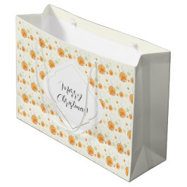 Sacola Para Presentes Grande Padrões de Aquarela de Natal em Porco Laranja Bast