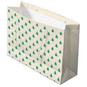 Sacola Para Presentes Grande Padrões de Árvores de Natal Verdes e Bonitas